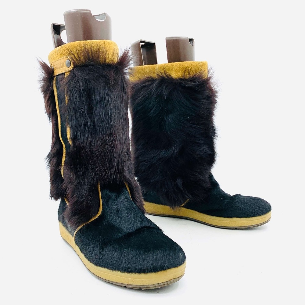 Tecnica Black Tan Fur Boots Womens Size 43 - 4354